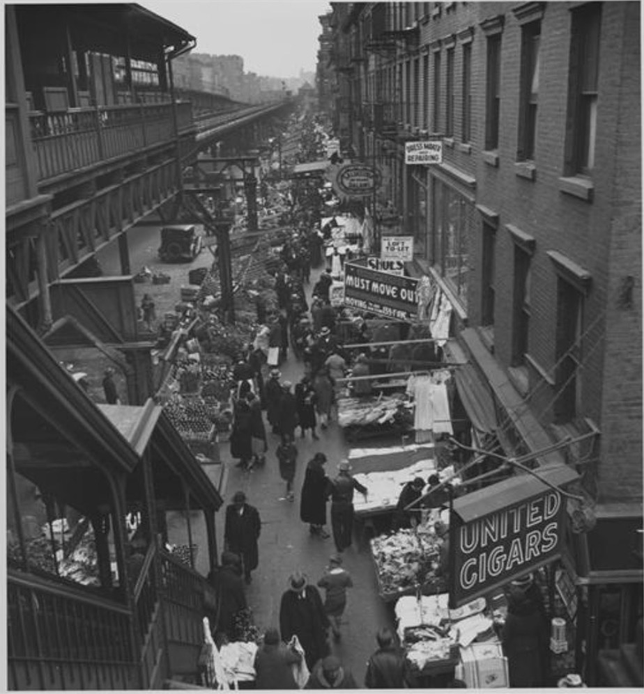 Black and white photo of Paddy's Market Historic District.